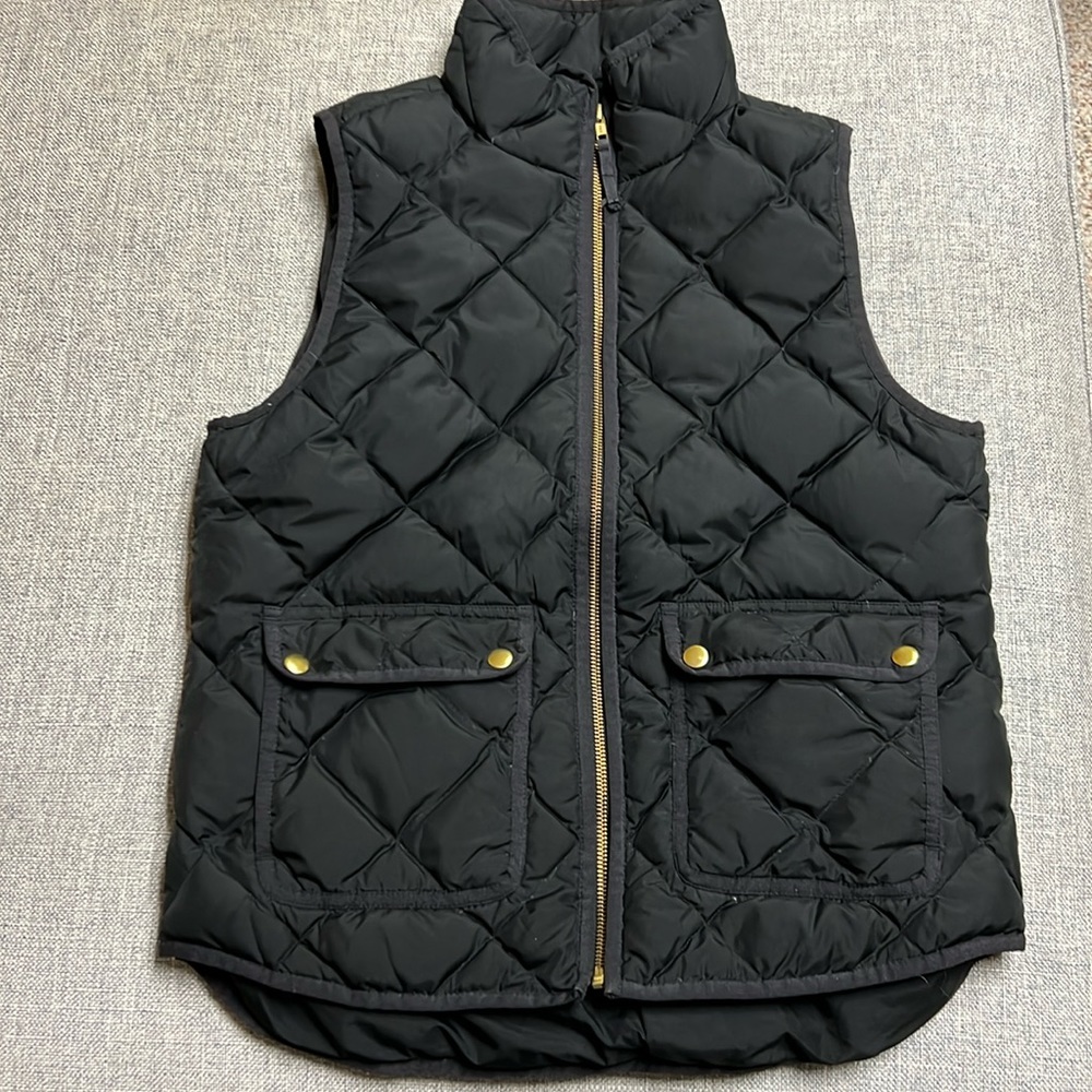 J Crew Vest Down Filled Black Size Small